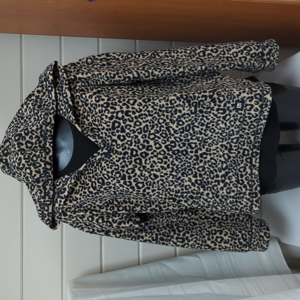 DKNY leopard print fleece hoodie, size M